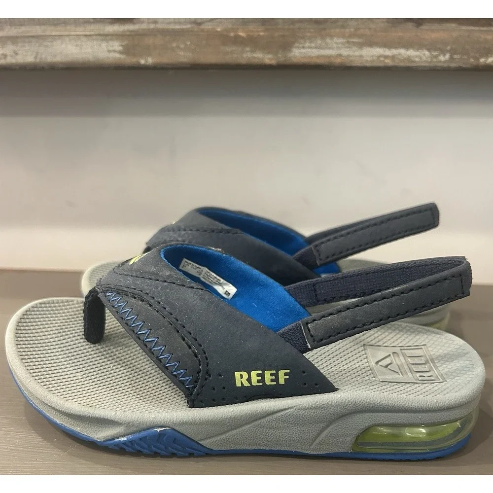 REEF Little Fanning Kids Blue‎ Flip Flops Sandals Slip On - Size 9 Youth